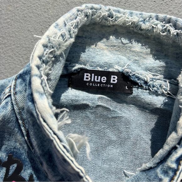 Hard Rock Cafe Bad Girl Vog Paris Catwoman Denim Jean Two Tone Jacket Blue B LG - Picture 6 of 9